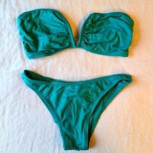 Zimmerman V wire  emerald bandeau bikini, size 0